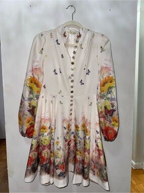 Cream Floral Butterfly Mini Dress